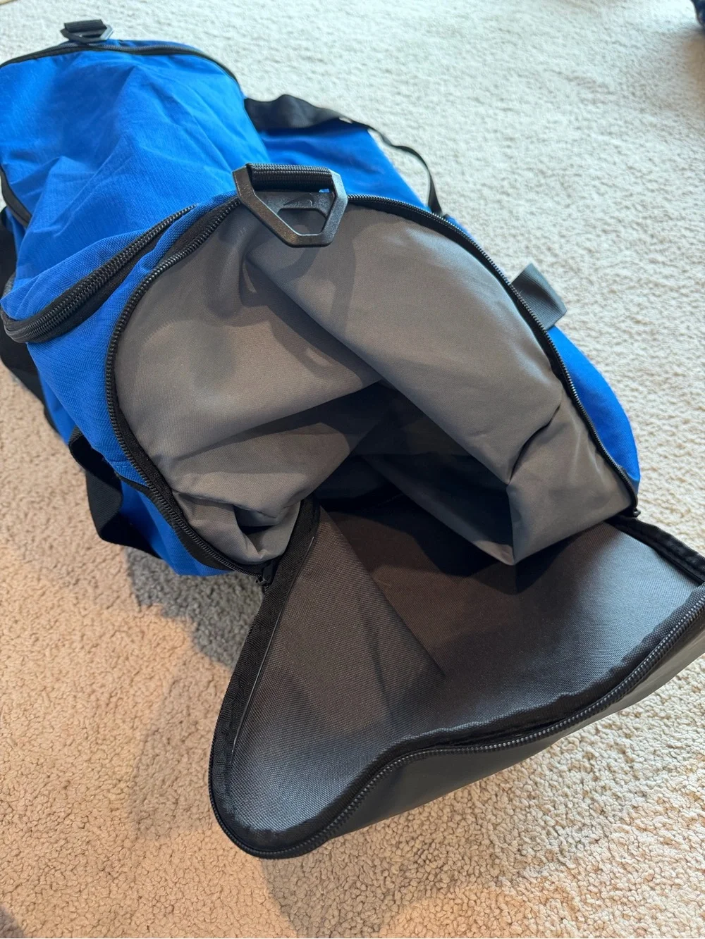 Nike Royal Blue Duffel Bag with White Swoosh